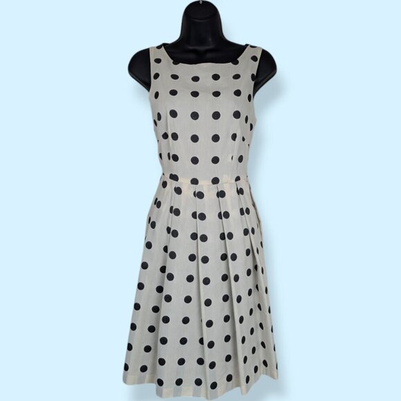 Vintage Eva Franco Polka Dot Pleated Skirt Dress - Picture 1 of 9
